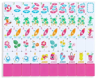 Mahjong American Set 160 Tiles Cute Summer Themed Sunny Beachy Wonderful Colour Luxury Colorful Luxury Acrylic For Game Lovers