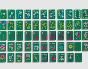 American Mahjong Set of 160 Tiles Forest Green Lucky Asian Garden Design Luxury Tiles For Game Lovers
