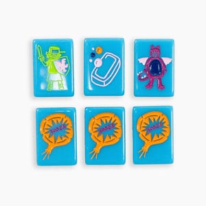 Mahjong American Set 160 Tiles Blue Doodle Design Mahjong Tiles Colour Luxury Colorful Luxury Acrylic For Game Lovers image 4