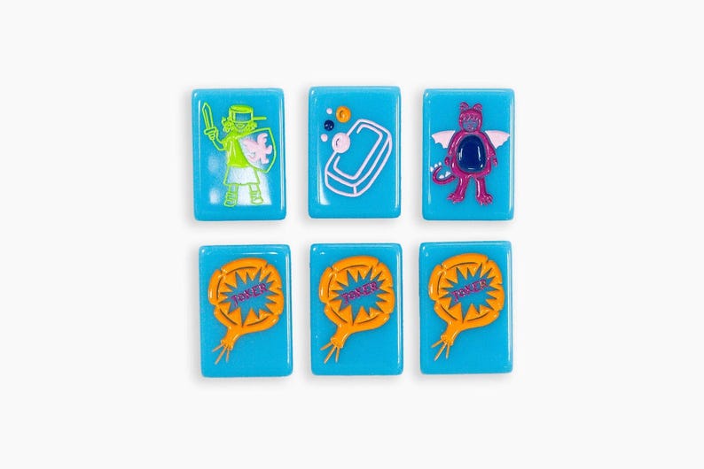 Mahjong American Set 160 Tiles Blue Doodle Design Mahjong Tiles Colour Luxury Colorful Luxury Acrylic For Game Lovers image 4