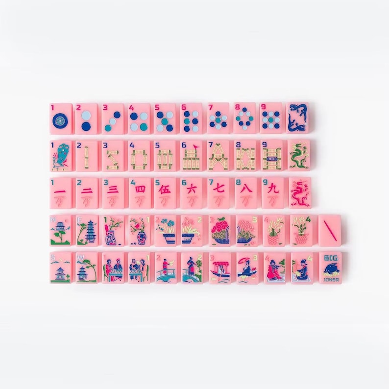 Juego de Mahjong Americano de 168 fichas, color rosa pétalo, lujo, colorido, acrílico, para amantes de los juegos. imagen 1