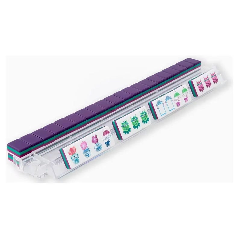 Premium American Mahjong Set 160pcs - Chinese Monkey Cute Colorful Design Set Purple Blue Green White zdjęcie 2