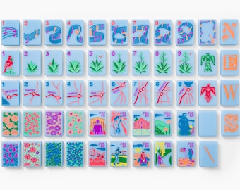 Mahjong American Set 160 Tiles The American Line: Blue Mahjong Tiles Colour Luxury Colorful Luxury Acrylic For Game Lovers