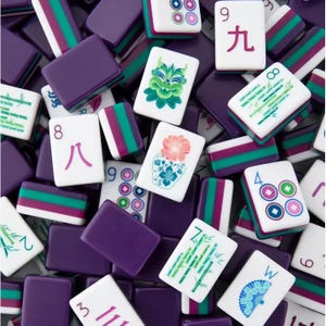 Premium American Mahjong Set 160pcs - Chinese Monkey Cute Colorful Design Set Purple Blue Green White zdjęcie 4