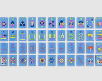 American Mahjong Set of 160 Tiles Light Blue Minimalistic Design Luxury Tiles For Game Lovers