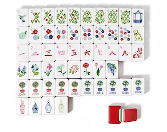 Mahjong American Set 160 Tiles Garden Floral Vintage Wonderful Colour Luxury Colorful Luxury Acrylic For Game Lovers