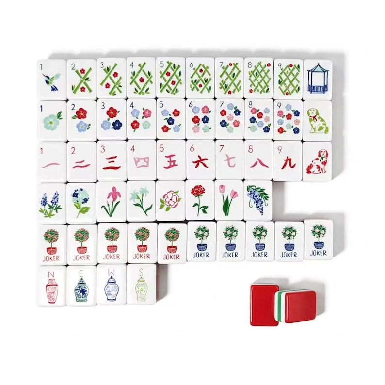 Mahjong American Set 160 Tiles Garden Floral Vintage Wonderful Colour Luxury Colorful Luxury Acrylic For Game Lovers image 1