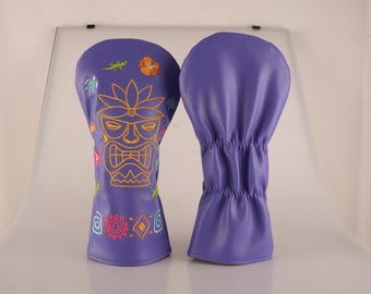 Embroidered Tiki Mask Hawian Mexican Golf Driver Headcover Head Cover