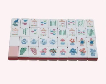 Mahjong American Set 160 Tiles Cute Tea Floral Themed Wonderful Colour Luxury Colorful Luxury Acrylic For Game Lovers