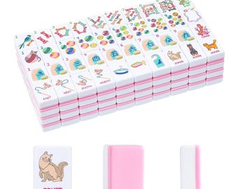 Mahjong American Set 160 Tiles Cute Pet Themed Wonderful Colour Luxury Colorful Luxury Acrylic For Game Lovers