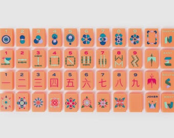 American Mahjong Set of 160 Tiles Orange Minimalistic Design Luxury Tiles For Game Lovers