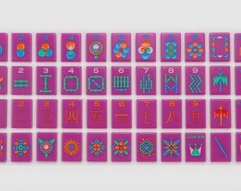 American Mahjong Set of 160 Tiles Plum Purple Minimalistic Design Luxury Tiles For Game Lovers