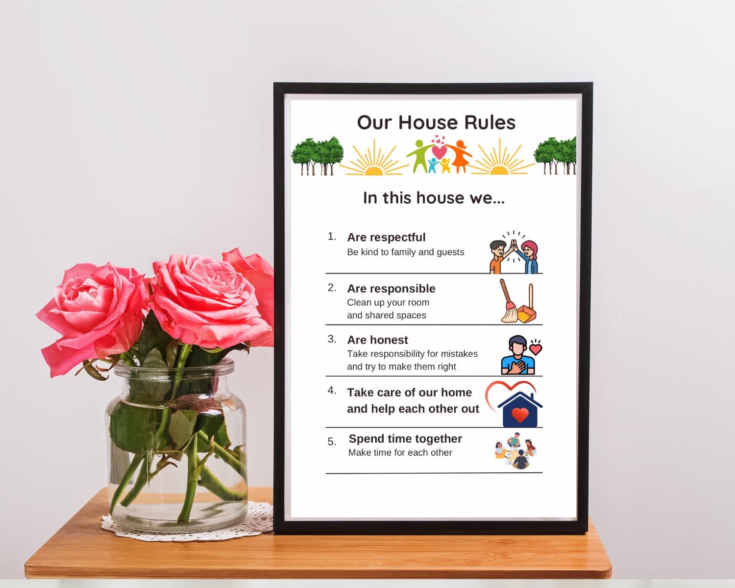 Family Rules Chart: Home Behavior, Responsibility, Respect (digital ...