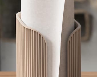 Moderne beige 3D-geprinte keukenrolhouder | Minimalistische verticale keukenstandaard voor op het aanrecht | Woondecoratie