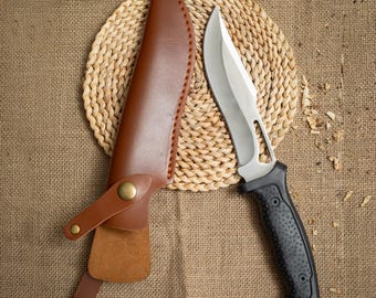 ハンドメイド固定刃ナイフ：キャンプ、ハンティング、アウトドアサバイバル - シース付き