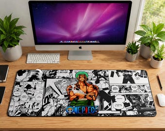XXL Roronoa Zoro One Piece Mouse Pad, Gaming, Office, Keyboard, Mouse, Large Mat for PC, Console, Work, Office Accessory, Japan