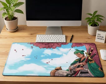 XXL Anime One Piece Roronoa Zoro Mouse Pad, Non-Slip Gaming Desk Mat Mouse Pad for Keyboard, PC, Gaming Accessory, Manga, Art
