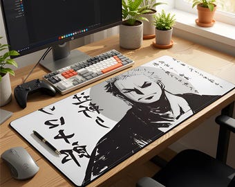 XXL Roronoa Zoro One Piece Mouse Pad, Large Anime Gamer Mouse Pad, Non-Slip Gaming Keyboard Desk Mat, Manga Fan Gift, Japan, Art