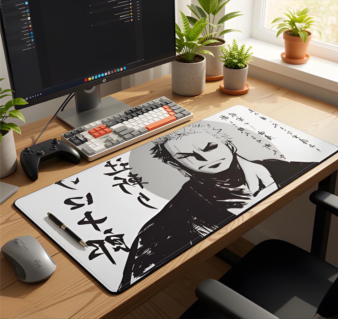 XXL Roronoa Zoro One Piece Mouse Pad, Large Anime Gamer Mouse Pad