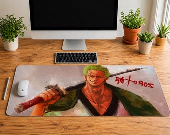 XXL Zoro One Piece Mouse Pad – Large Anime Gaming Desk Mat, Non-Slip, High Precision, Office & Gaming Setup, Roronoa Zoro