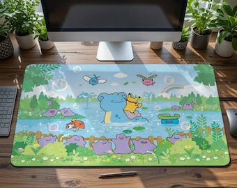 XXL Pokémon Mouse Pad, Large Non-Slip Desk Mat, Pikachu Keyboard Pad, Magikarp, Gaming Setup, Office Accessory, Art Mouse Pad
