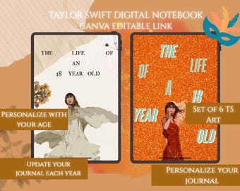 Swiftie Digital Journal • 6 Taylor-Inspired Art Covers (Printable & Editable)