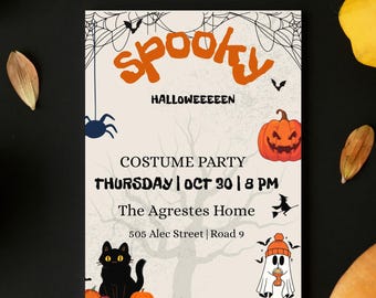 Printable Spooky Halloween Costume Party Invitation: Editable Canva Template (PDF)