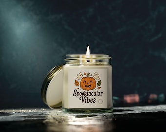 Halloween Scented Candle: Spooky Vibes, Autumn Fragrance, Coconut Apricot Wax