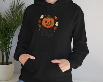 Halloween Pumpkin Unisex Hoodie: Embroidered Fall Sweatshirt
