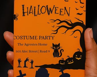 Spooky Halloween Costume Party Invitation: Editable Canva Template (Digital Download)