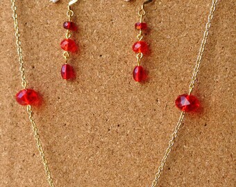 Red or Green Ombre Earring and Necklace Sets