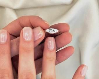 Spersonalizowany pierścionek z imieniem ze srebra próby 925, delikatny złoty pierścionek z imieniem, sygnet ze srebra próby 925 lub złota 14-karatowego, pierścionek dla kobiet, prezent dla niej