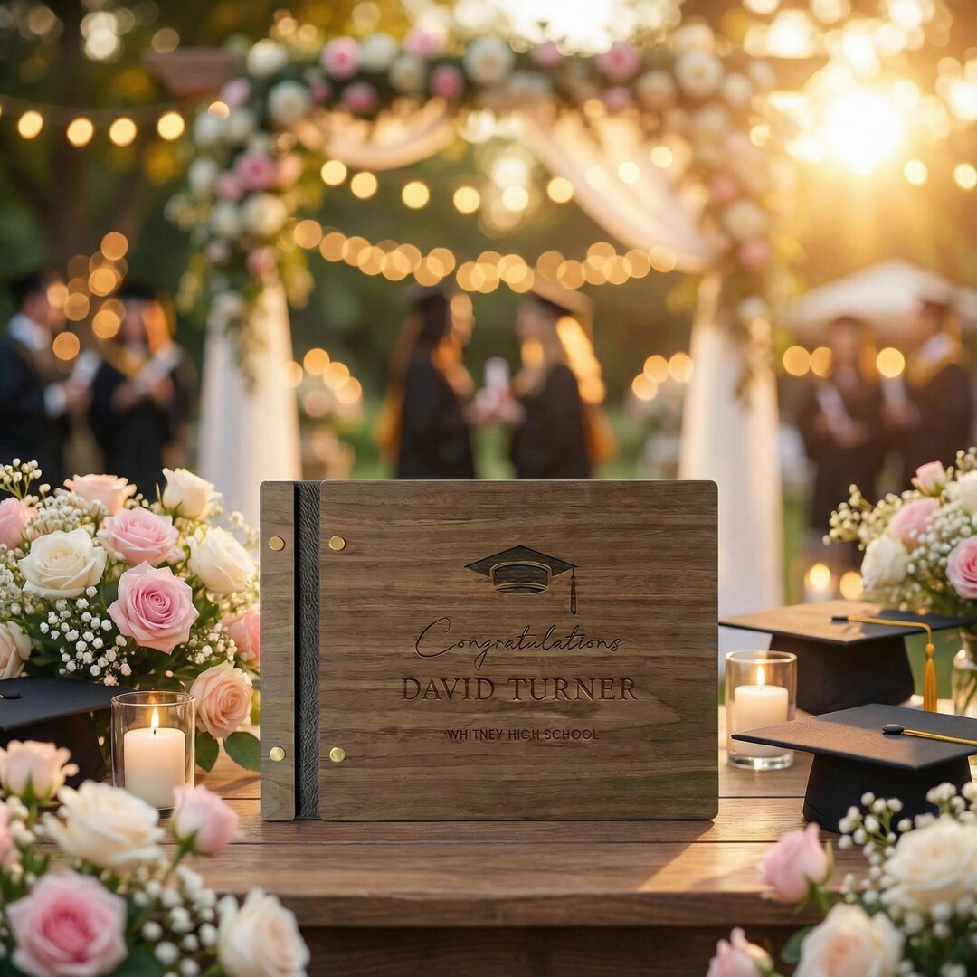 Graduation Guest Book, Graduation Book Leather Photo Book Junior High ...