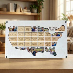 MLB Stadium Tracker Map – Personalized Wooden Ballpark Checklist – Baseball Travel Map – Custom Sports Fan Gift