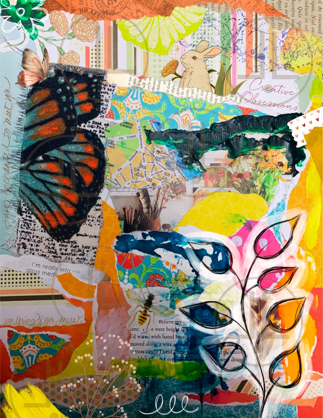 Digital Mixed Media Collage Sheet 02 Art Journaling Etsy