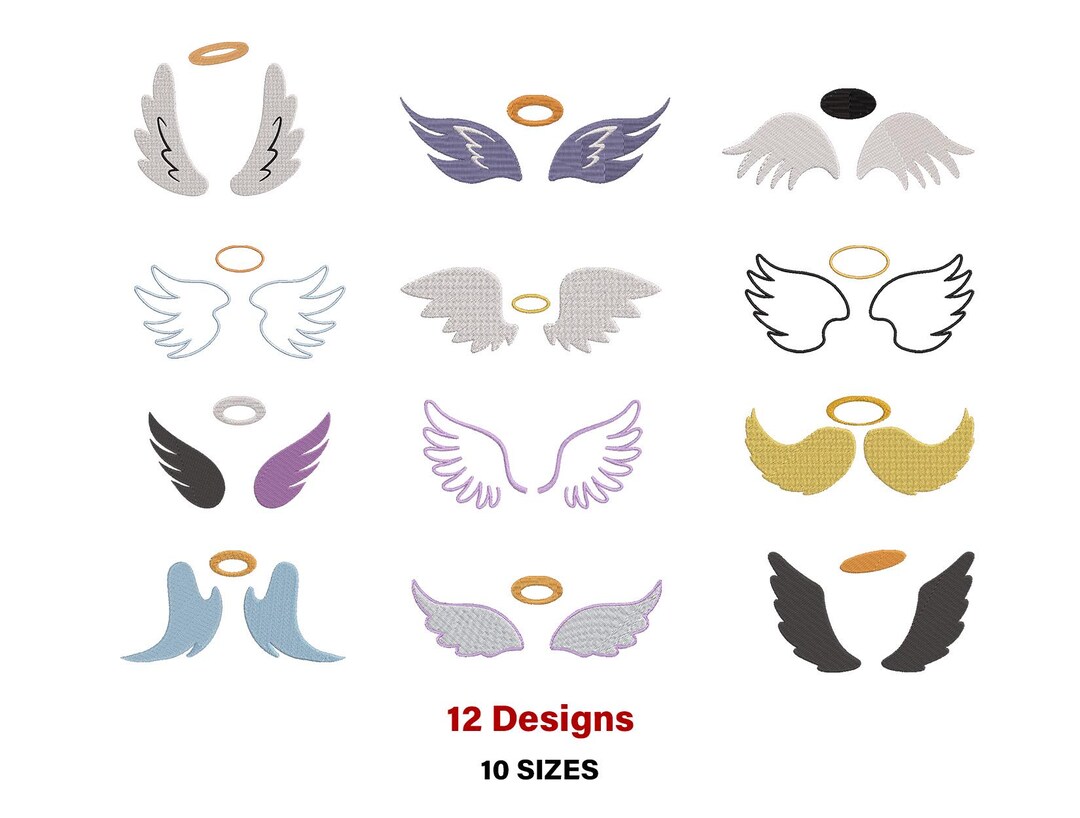 Angel Wings Embroidery Design, Mini Angel Wings Machine Embroidery ...