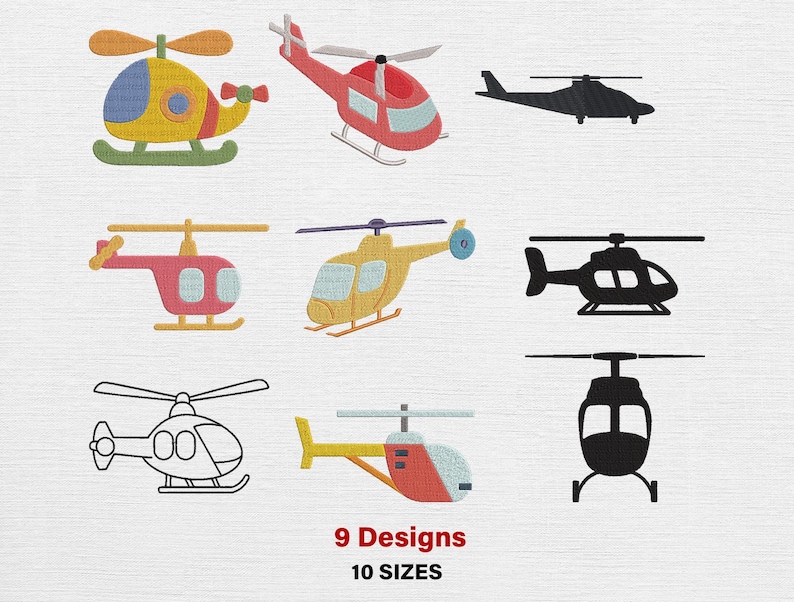 Helicopter Embroidery Design, Helicopter Silhouette Machine Embroidery ...