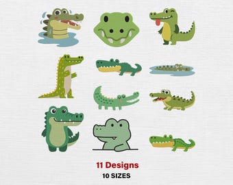Alligator Embroidery Design, Alligator Silhouette, Alligator Mini Embroidery, Сrocodile Embroidery, Machine Embroidery Design, Digital File