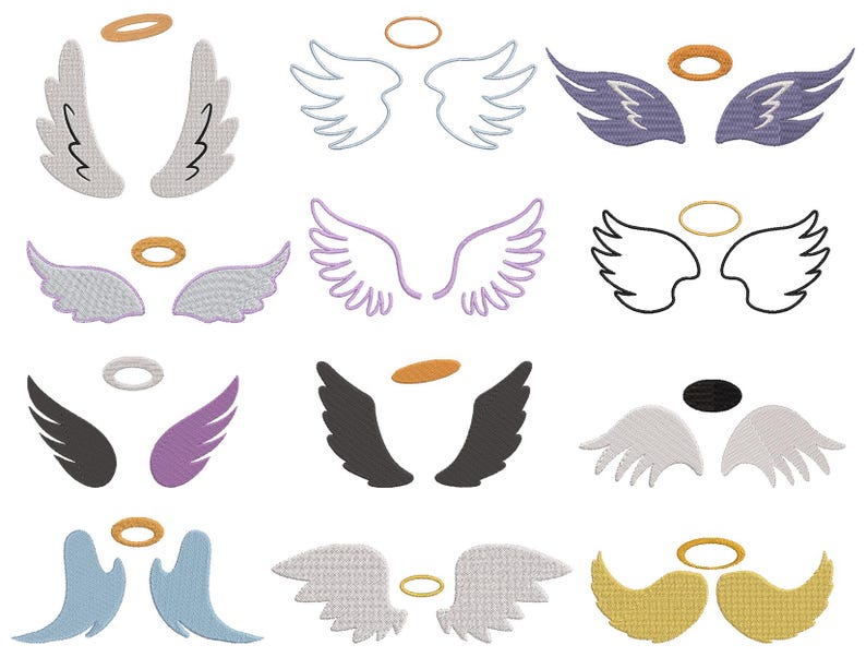 Angel Wings Embroidery Design, Mini Angel Wings Machine Embroidery ...