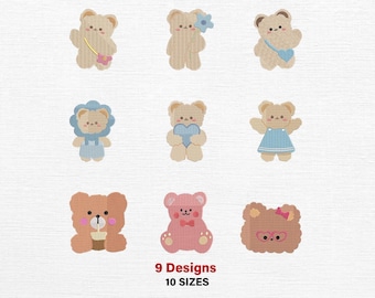 Bear Embroidery Design, Teddy Bear Machine Embroidery, Mini Baby Bear Embroidery Pattern, Animal Embroidery, Instant Download Digital File