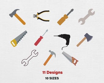 Tool Set Embroidery Design, Tools Silhouette, Mini Tools, Mechanical Embroidery, Instant Download Digital File
