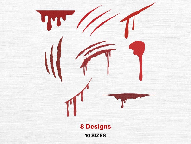 Blood Rip Horror Bloody Scratch Embroidery Designs, Horror Blood Drip Stitch Machine ...