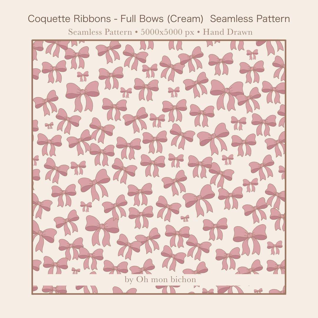 Bow Seamless Pattern, Pink Ribbon Print, Coquette Fabric Design, Cute ...