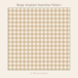 Beige Gingham Seamless Pattern | Neutral Cottagecore Checkered Fabric Design | Farmhouse Textile Pattern | Soft Neutral Digital Paper