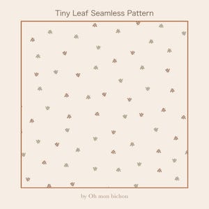 Tiny Leaf Seamless Pattern, Botanical Cottagecore Digital Paper, Hand Drawn Neutral Leaf Sprigs Surface Design