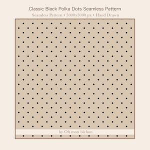 Classic Black Polka Dots Seamless Pattern | Neutral Cottagecore Digital Paper | Minimal Dot Background PNG