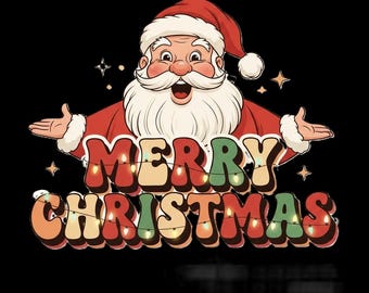 レトロでグルーヴィーなメリークリスマス PNG | 70年代のヴィンテージホリデークリップアート（デジタルダウンロード）