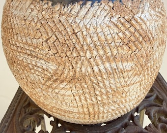 Handmade Ceramic Vase, Unglazed Textured Exterior, Satin Black Glaze Interior, Wabi Sabi Inspired