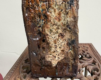 Handmade Ceramic Stoneware Vase, Textured and Embossed, Wabi Sabi, Rustic Contemporary Decor