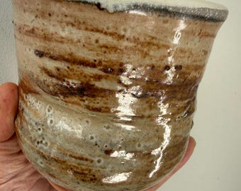 Handcrafted Ceramic Japanese Style Tea Cup, Yunomi, Shino Glaze, Wabi Sabi
